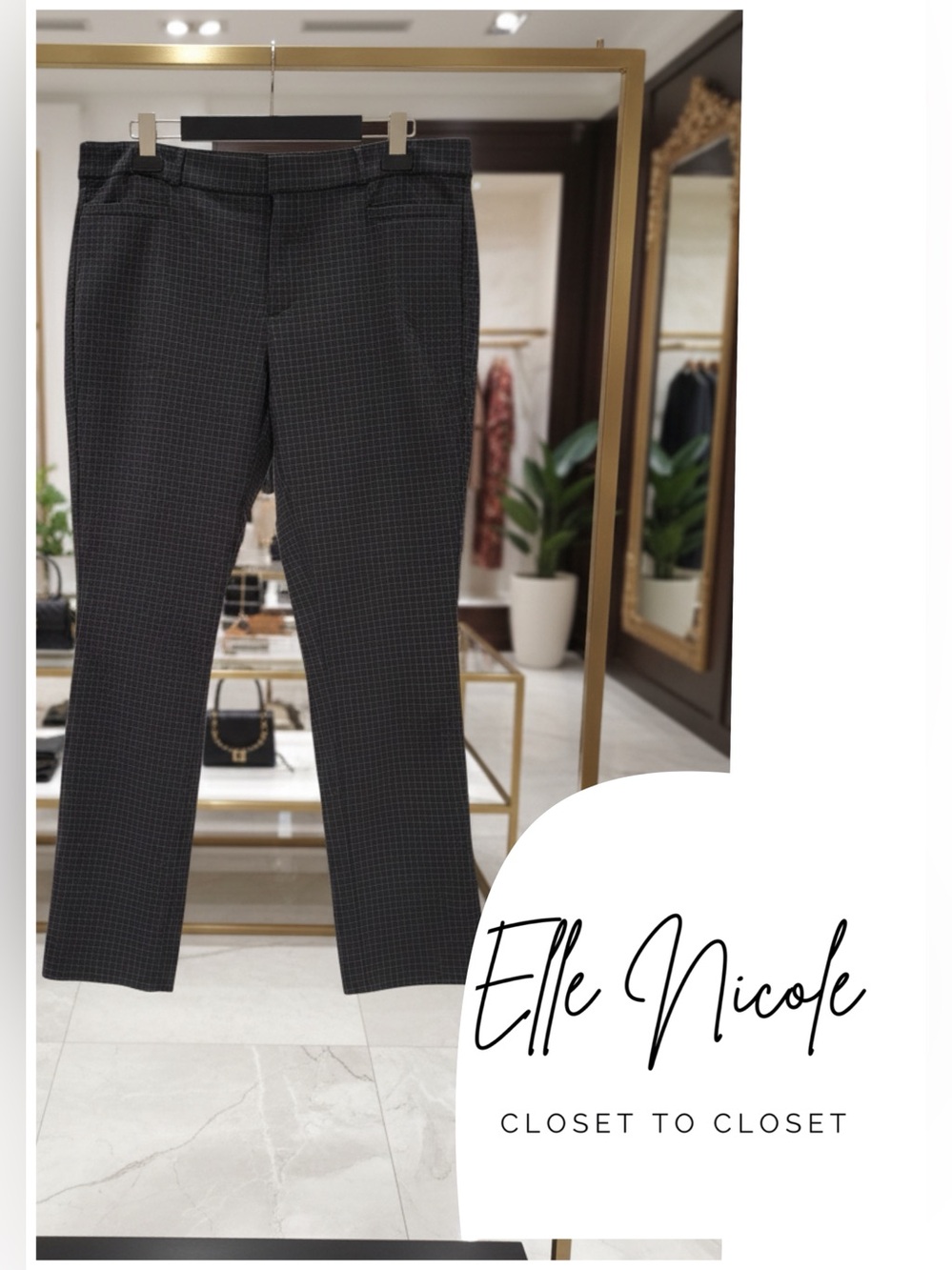 Banana Republic Black and White Windowpane Sloan Crop Pants